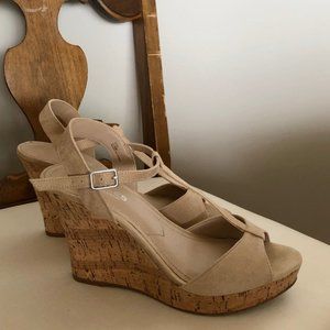 Charles David Nude Micro-Suede Platform Sandals